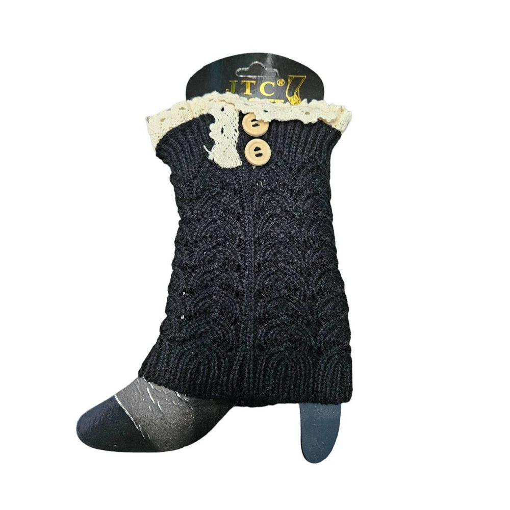 JTC Boot Black Knit Lace Trim Boot Cuffs New Onesize